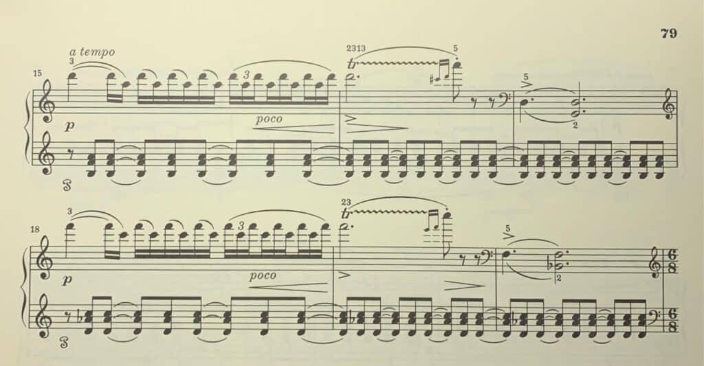 Measures 15-20 of Edvard Grieg's Lyric Piece Op. 54 No. 4